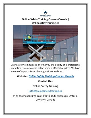 Online Safety Training Courses Canada | Onlinesafetytraining.ca