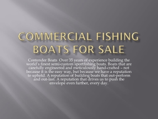 Commercial Fishing Boats For Sale