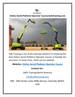 Online Aerial Platform Operator Course|Safetraining.com