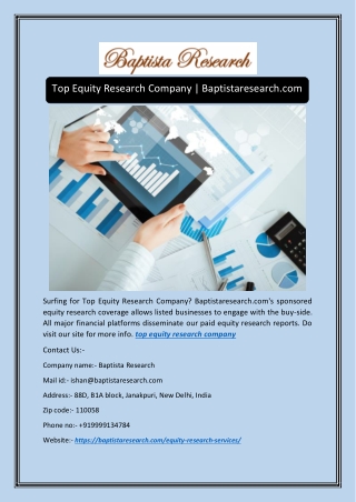 Top Equity Research Company | Baptistaresearch.com
