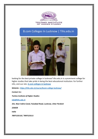 B.com Colleges In Lucknow | Tihs.edu.in