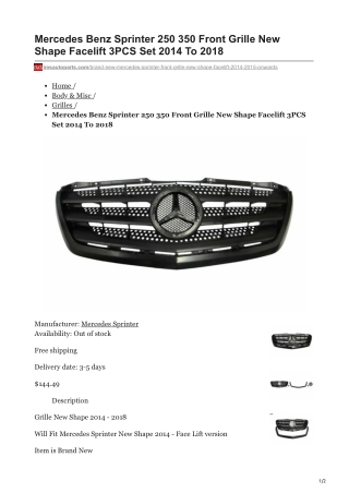 imsautoparts.com-Mercedes Benz Sprinter 250 350 Front Grille New Shape Facelift 3PCS Set 2014 To 2018