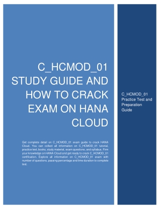 C_HCMOD_01 Study Guide and How to Crack Exam on SAP HANA Cloud