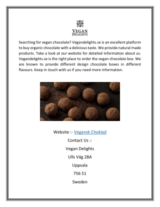 Vegan Chocolate  Vegandelights.se