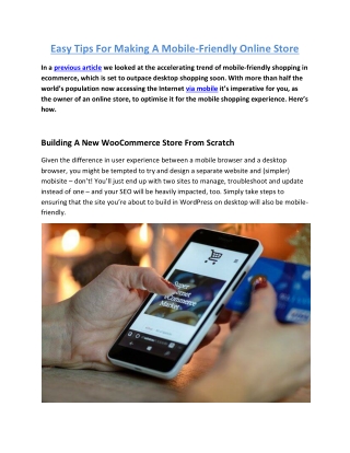 Easy Tips For Making A Mobile-Friendly Online Store