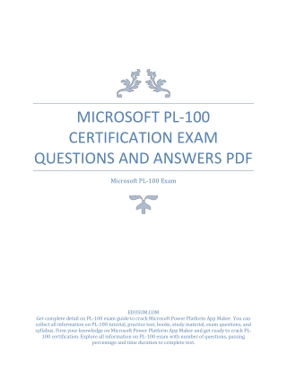 Microsoft PL-100 Certification Exam Questions and Answers PDF