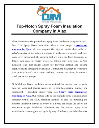 Top-Notch Spray Foam Insulation Company in Ajax