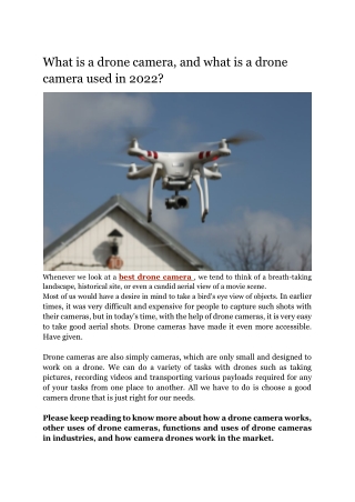 What is a drone camera, and what is a drone camera used