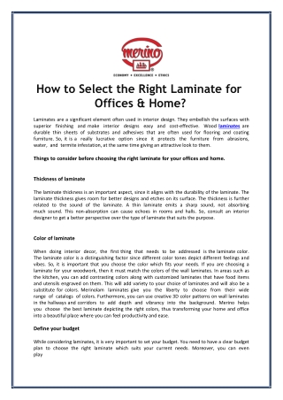 How to Select the Right Laminate for Offices & Home