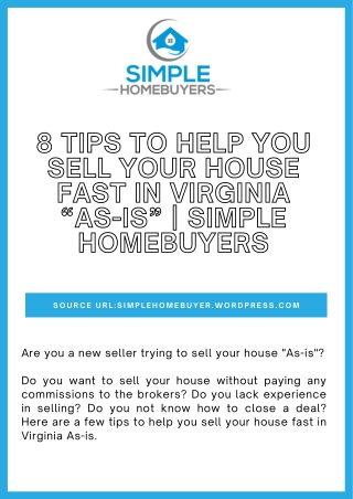 Tips to Help You Sell Your House Fast in Virginia | Simple Homebuyers