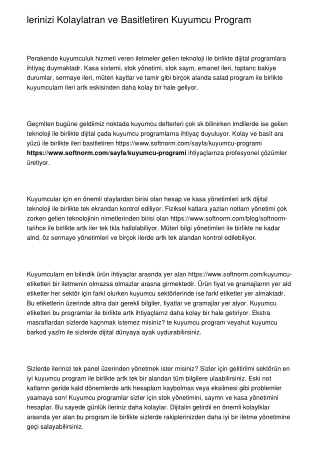 İşlerinizi Kolaylaştıran ve Basitleştiren Kuyumcu Programı