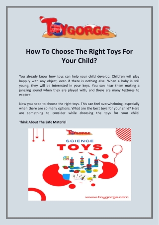 How To Choose The Right Toys For Your Child