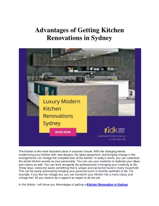 Advantages of Getting Kitchen Renovations in Sydney