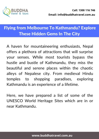 Flying from Melbourne To Kathmandu Explore These Hidden Gems In The City