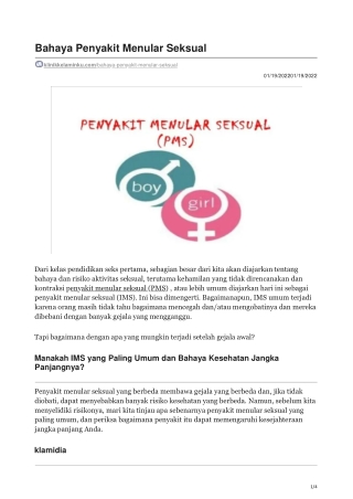 Bahaya Penyakit Menular Seksual - klinikkelaminku.com