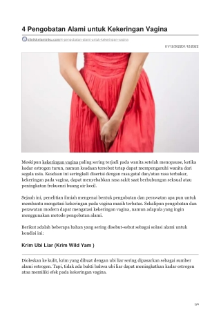 4 Pengobatan Alami untuk Kekeringan Vagina - klinikkelaminku.com