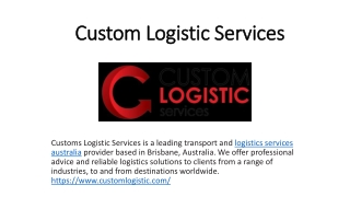 Logistics Services & Customs Broker in Australia