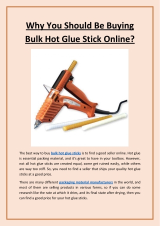 Why You Should Be Buying Bulk Hot Glue Stick Online