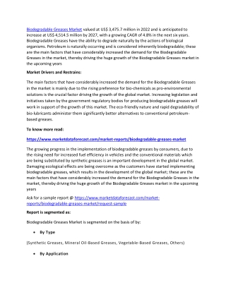 Biodegradable Greases Market