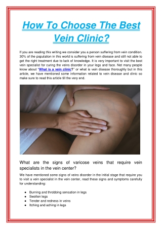 How To Choose The Best Vein Clinic