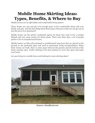 Mobile Home Skirting Ideas_ Types, Benefits, & Where to Buy