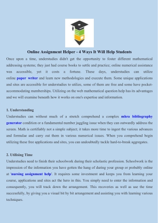 Online Assignment Helper - 4 Ways It Will Help Students