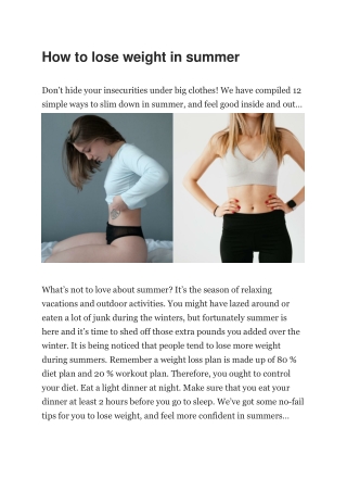 How to lose weight in summer