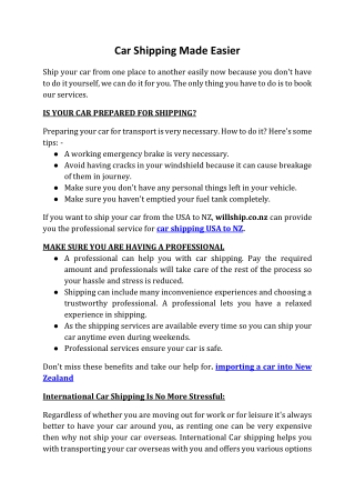 Car Shipping Made Easier