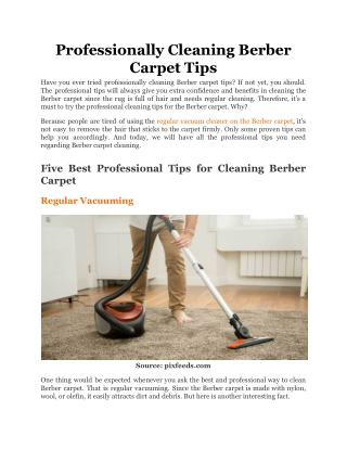 Professionally Cleaning Berber Carpet Tips