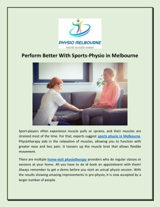 Perform Better With Sports-Physio in Melbourne