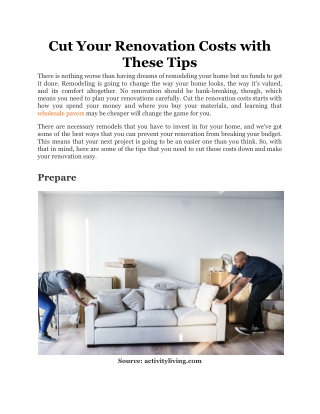 Cut Your Renovation Costs with These Tips