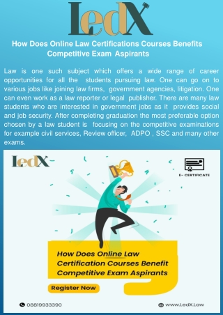 HOW DOES ONLINE LAW CERTIFICATION COURSES BENEFIT COMPETITIVE EXAM ASPIRANTS