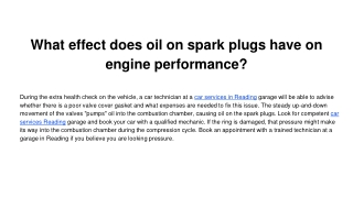 What effect does oil on spark plugs have on engine performance_