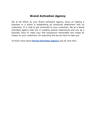 Brand Activation Agency