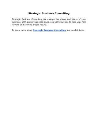 Strategic Business Consulting