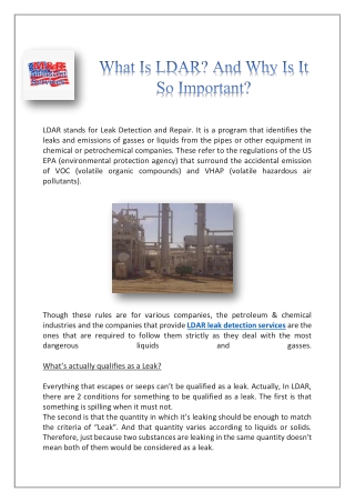 Reduce The Chances Of Leaks By Using LDAR