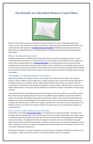 The Benefits of a Shredded Memory Foam Pillow