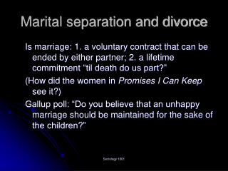 Marital separation and divorce