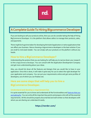 A Complete Guide To Hiring Bigcommerce Developer