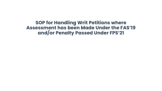 SOP for Handling Writ Petitions where Assessment has
