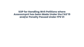 SOP for Handling Writ Petitions where Assessment has