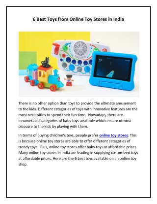 6 Best Toys from Online Toy Stores In India