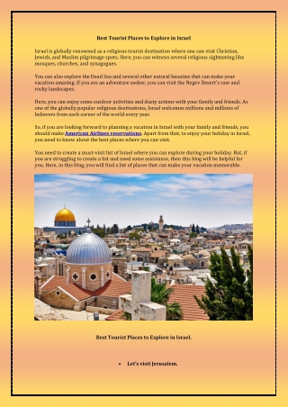 Best Tourist Places to Explore in Israel