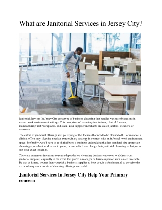 What are Janitorial Services in Jersey City