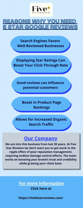Reasons why you need 5 Star Google Reviews