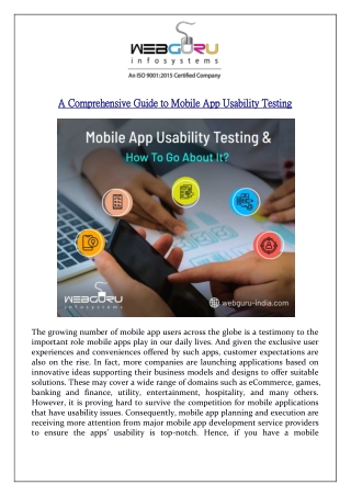 A Comprehensive Guide to Mobile App Usability Testing