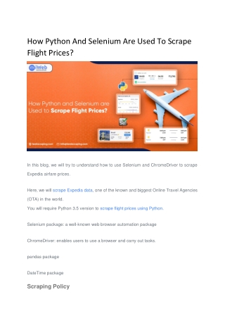 How Python And Selenium Are Used To Scrape Flight Prices?