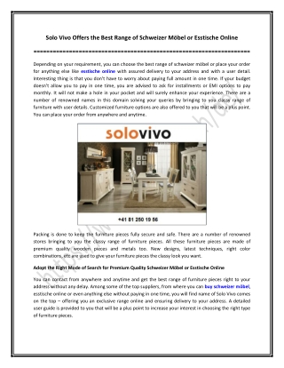 Solo Vivo Offers the Best Range of Schweizer Möbel or Esstische Online