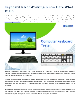 Keyboard Is Not Working? Know Here What To Do?