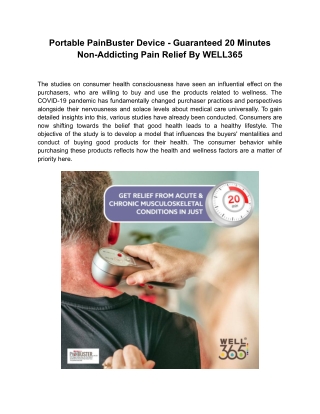 Portable PainBuster Device - Guaranteed 20 Minutes Non-Addicting Pain Relief By WELL365